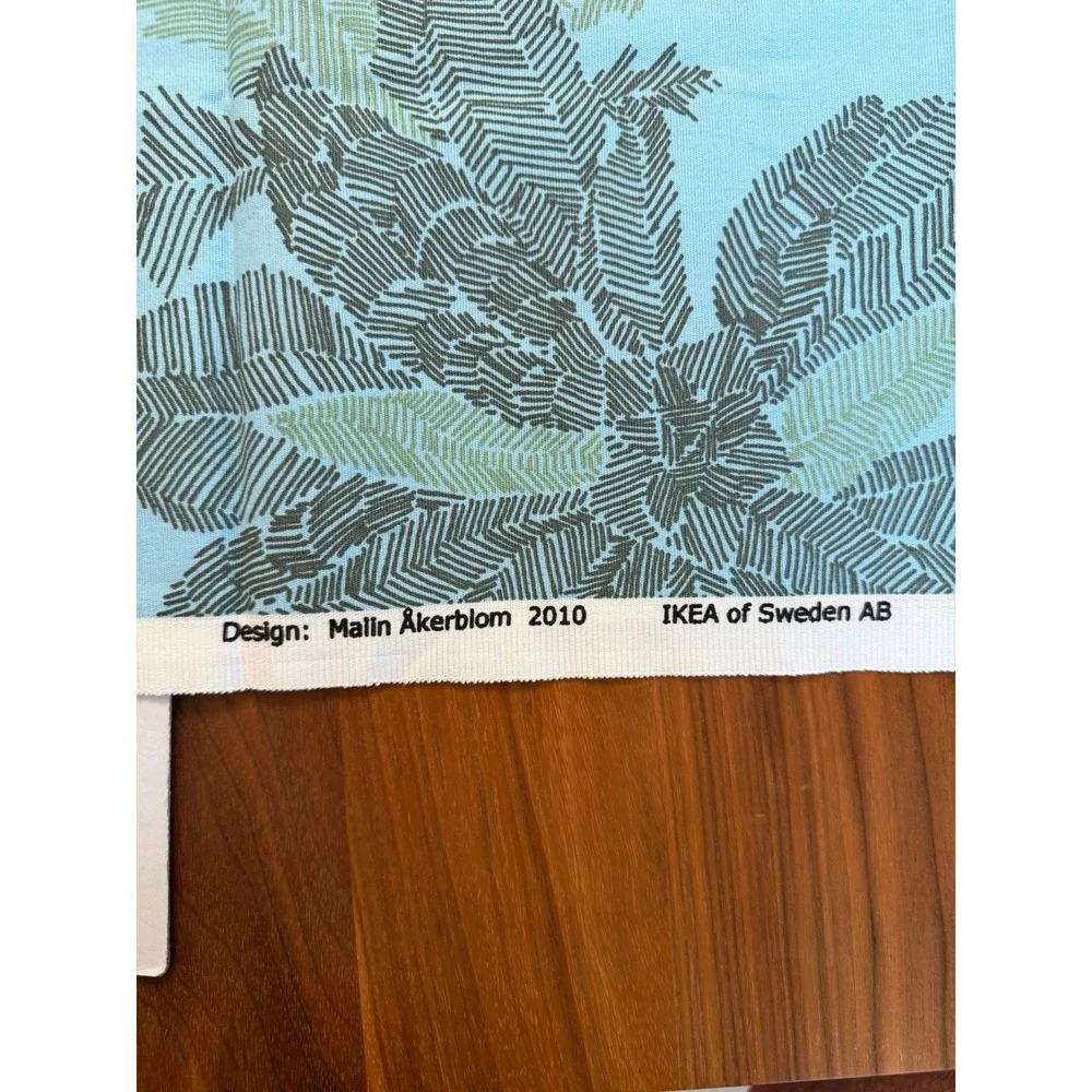 IKEA Malin Akerblom Bird Fabric 36x57 Blue Scandi Parrots Home Decor Sew